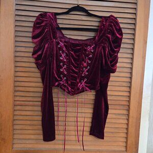 Burgundy/wine colored velvet crop top